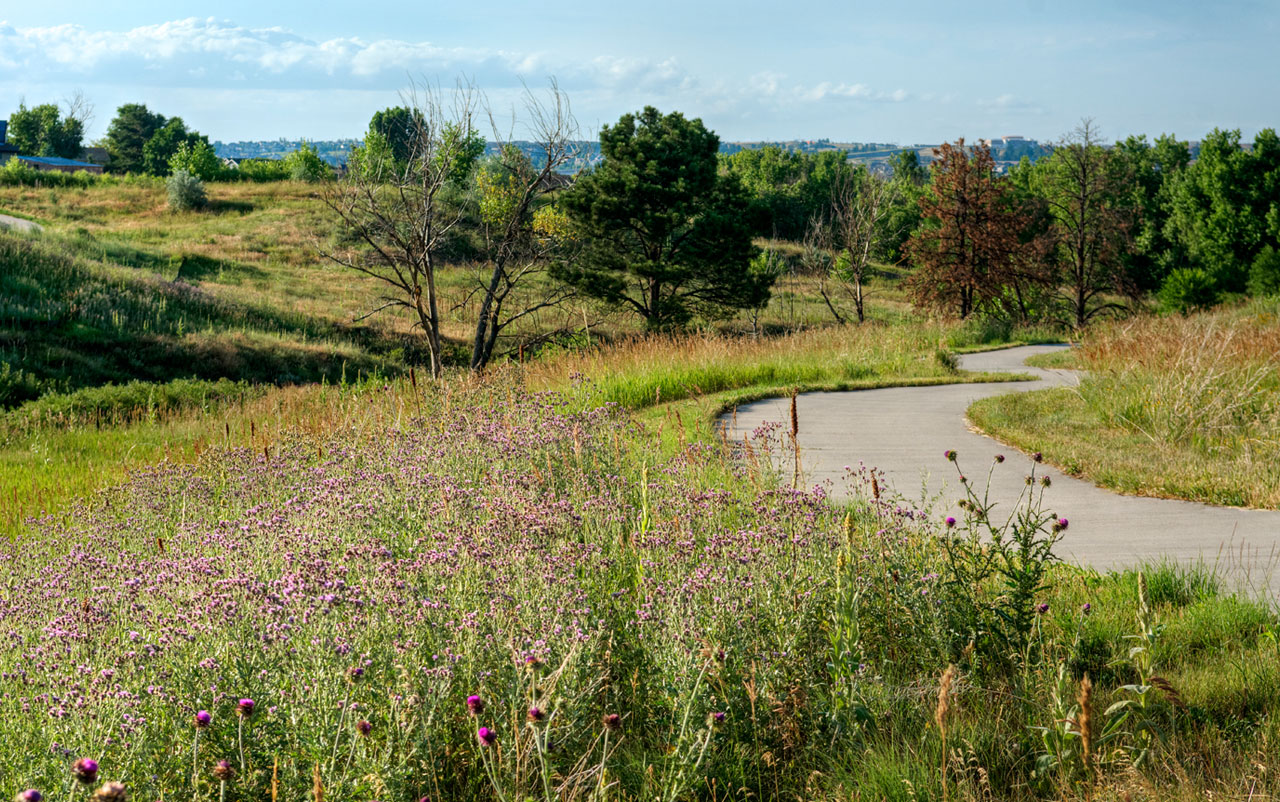 Hiking trail at Inspiration community with open space all around