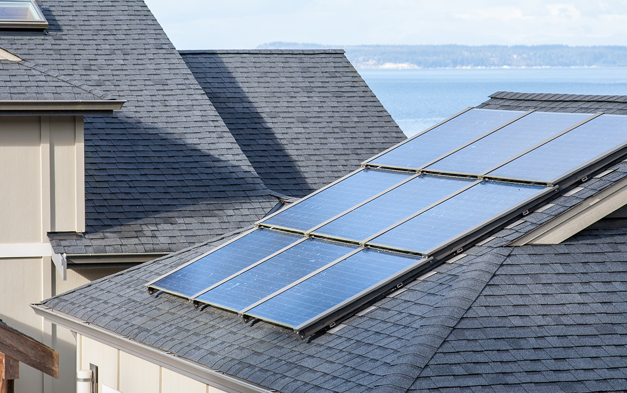Solar panels on home roof